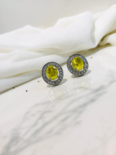 Oval Yellow Sapphire Earrings